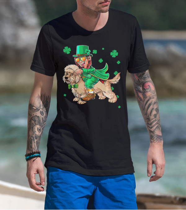 Leprechaun Dandi Dinmont Terrier Shamrock St. Patrick's Day T-Shirt