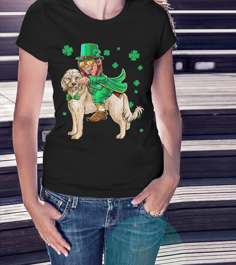 Leprechaun Riding Cockapoo With Shamrocks For St. Patrick's Day T-Shirt