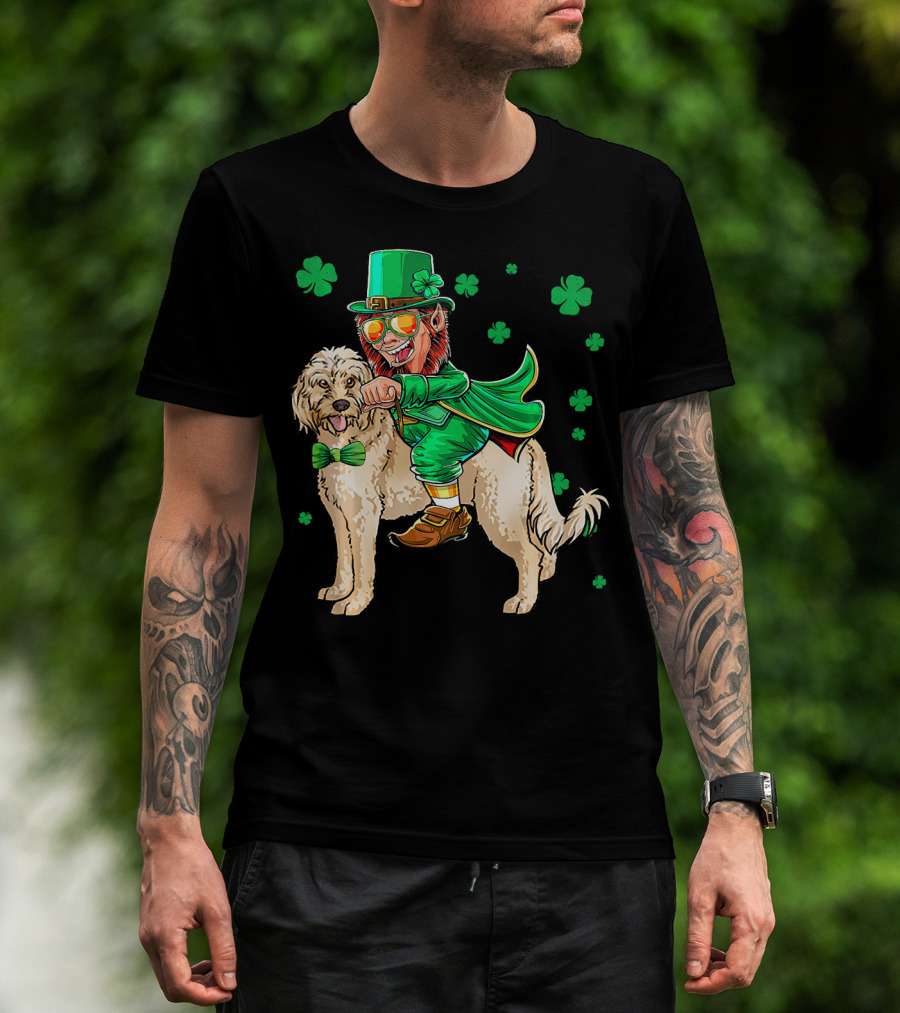 Leprechaun Riding Cockapoo With Shamrocks For St. Patrick's Day T-Shirt