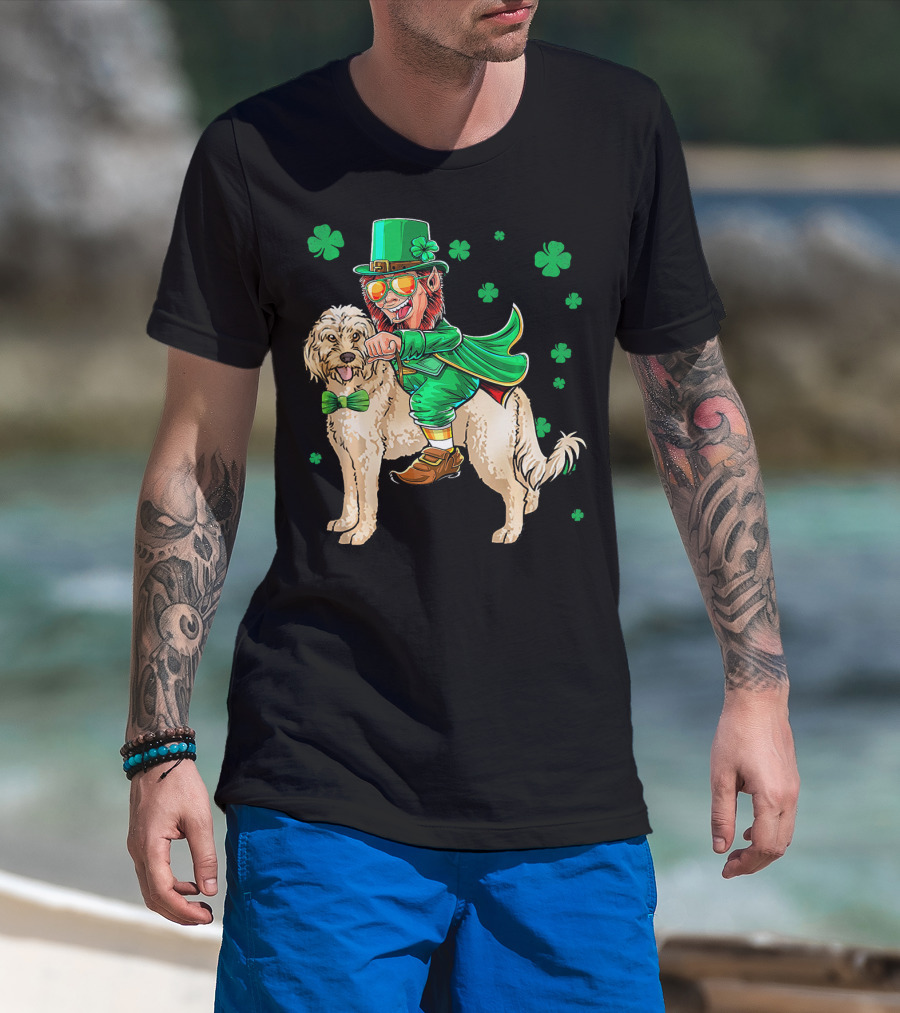 Leprechaun Riding Cockapoo With Shamrocks For St. Patrick's Day T-Shirt