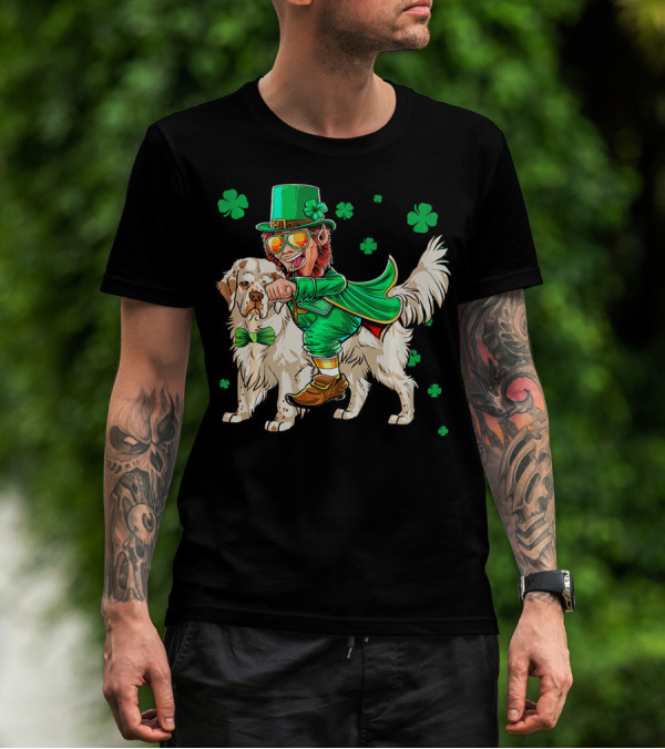 Leprechaun Clumber Spaniel Shamrock St. Patrick's Day T-Shirt