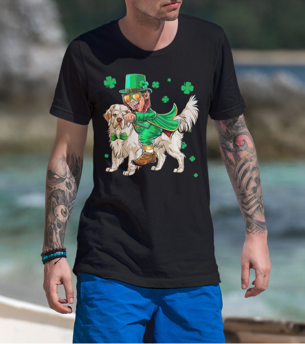 Leprechaun Clumber Spaniel Shamrock St. Patrick's Day T-Shirt