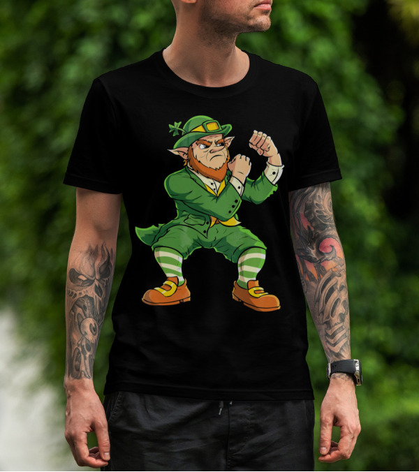 Angry Leprechaun Fist Fighting Saint Patrick's Day Iconic T-Shirt