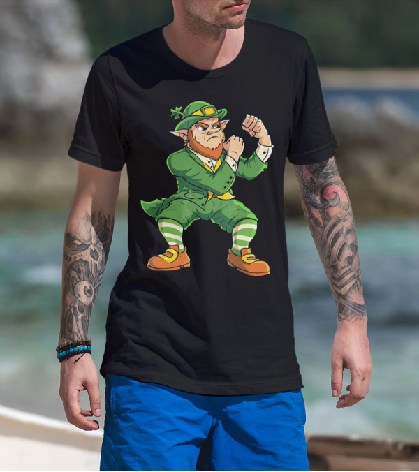 Angry Leprechaun Fist Fighting Saint Patrick's Day Iconic T-Shirt