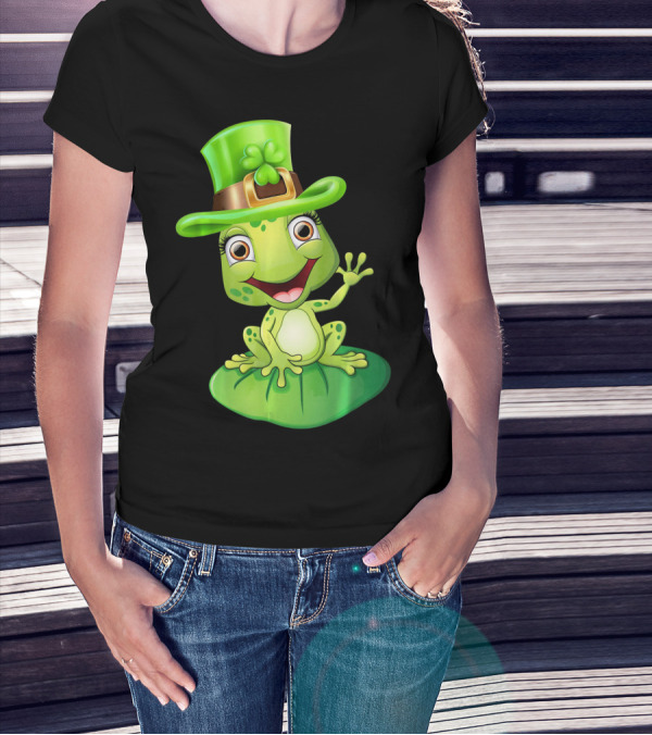 St. Patrick's Day Cute Frog In Green Hat T-Shirt