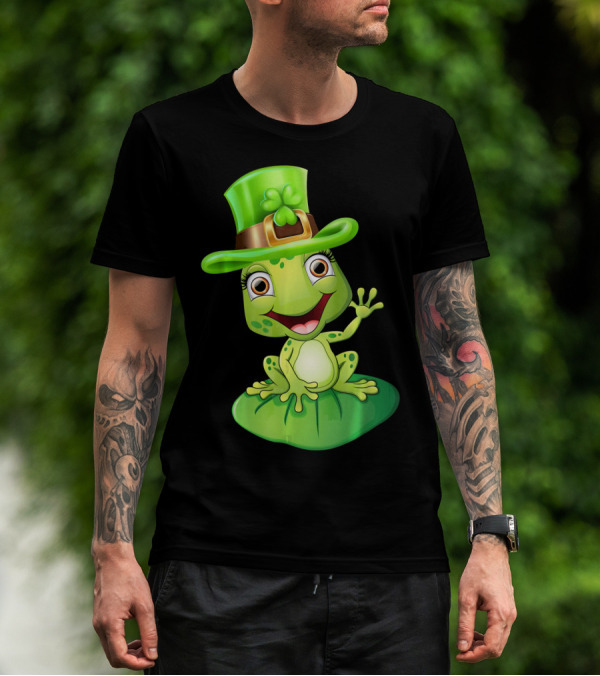 St. Patrick's Day Cute Frog In Green Hat T-Shirt