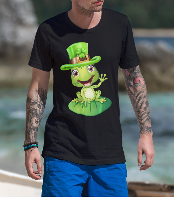 St. Patrick's Day Cute Frog In Green Hat T-Shirt