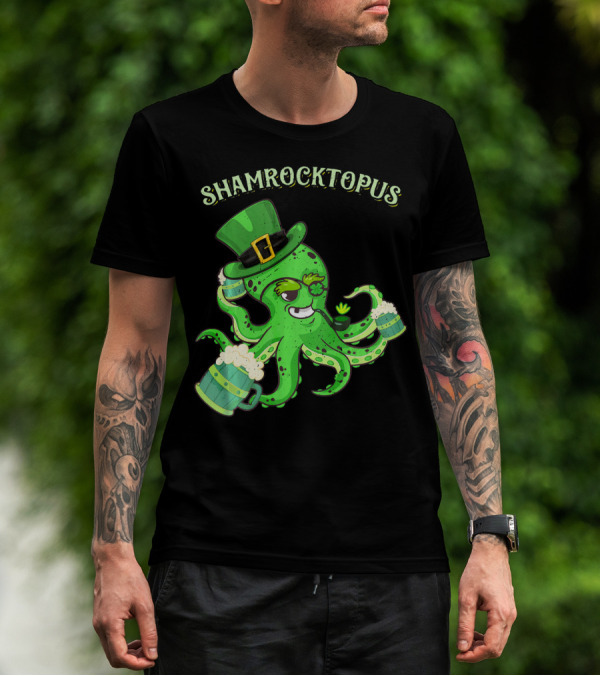 Shamrocktopus Octopus Leprechaun St. Pat Green Hat Beer Mugs T-Shirt