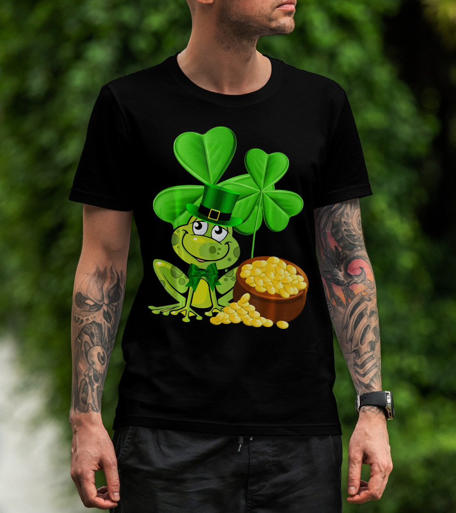 Leprechaun Frog St. Patrick's Day Shamrock Gold Coins T-Shirt