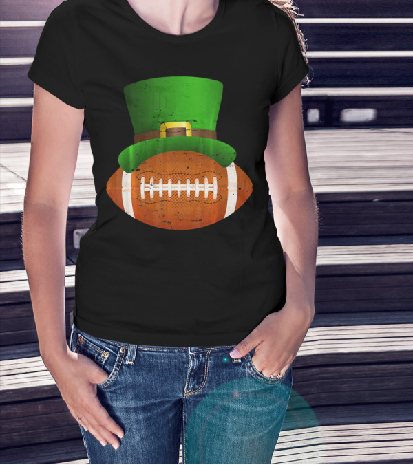 Funny St Patricks Leprechaun Football Hat Luck T-Shirt