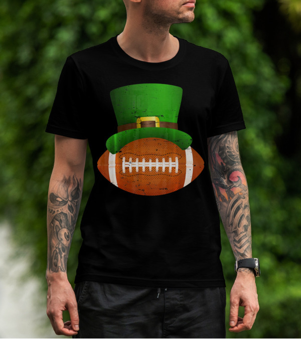 Funny St Patricks Leprechaun Football Hat Luck T-Shirt