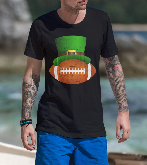 Funny St Patricks Leprechaun Football Hat Luck T-Shirt
