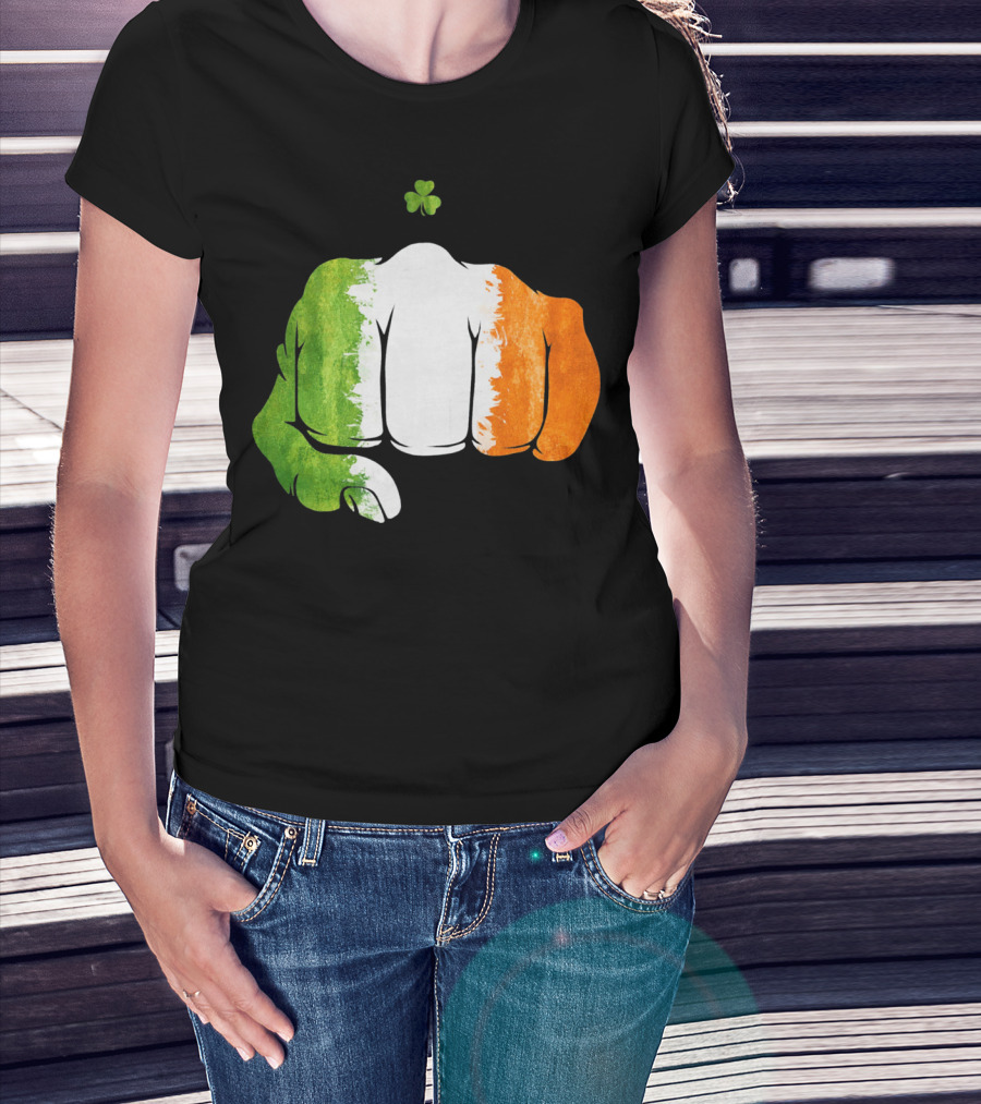 Irish Fighting Fist With Tricolor And Shamrock Mixed Martial Arts T-Shirt