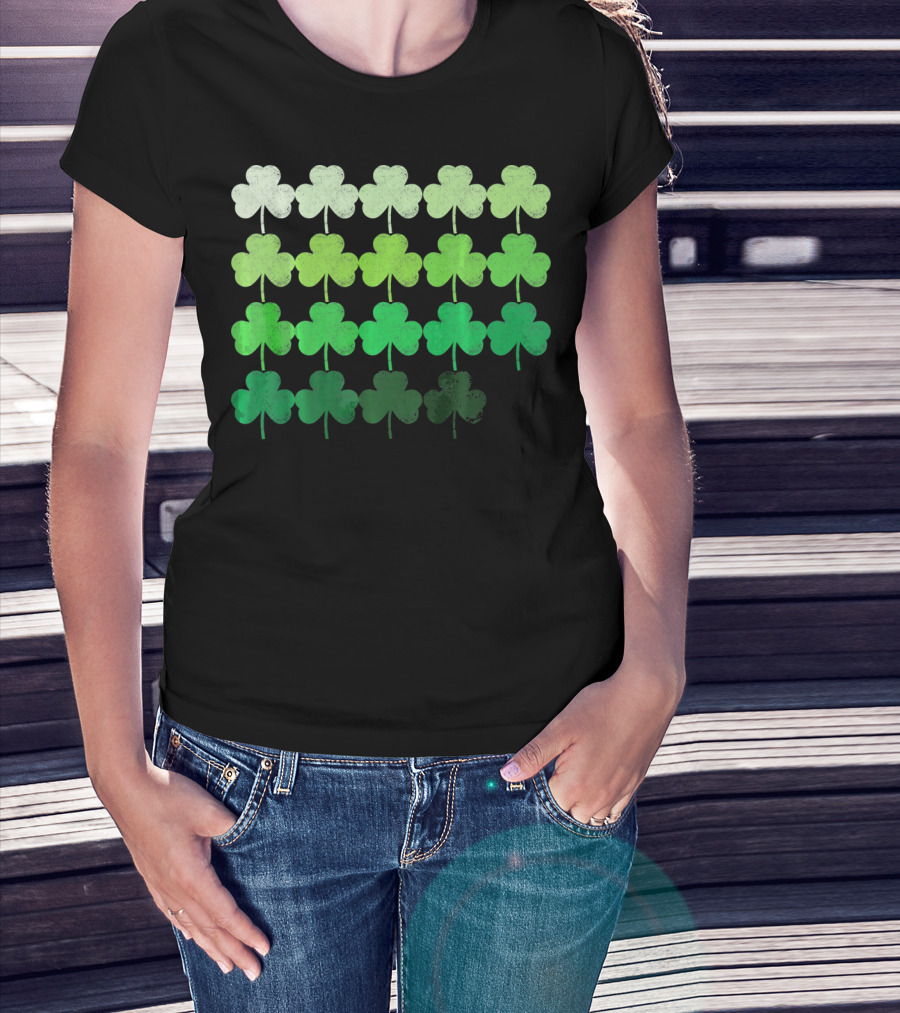 Shades Of Green Irish Shamrock Gradient T-Shirt