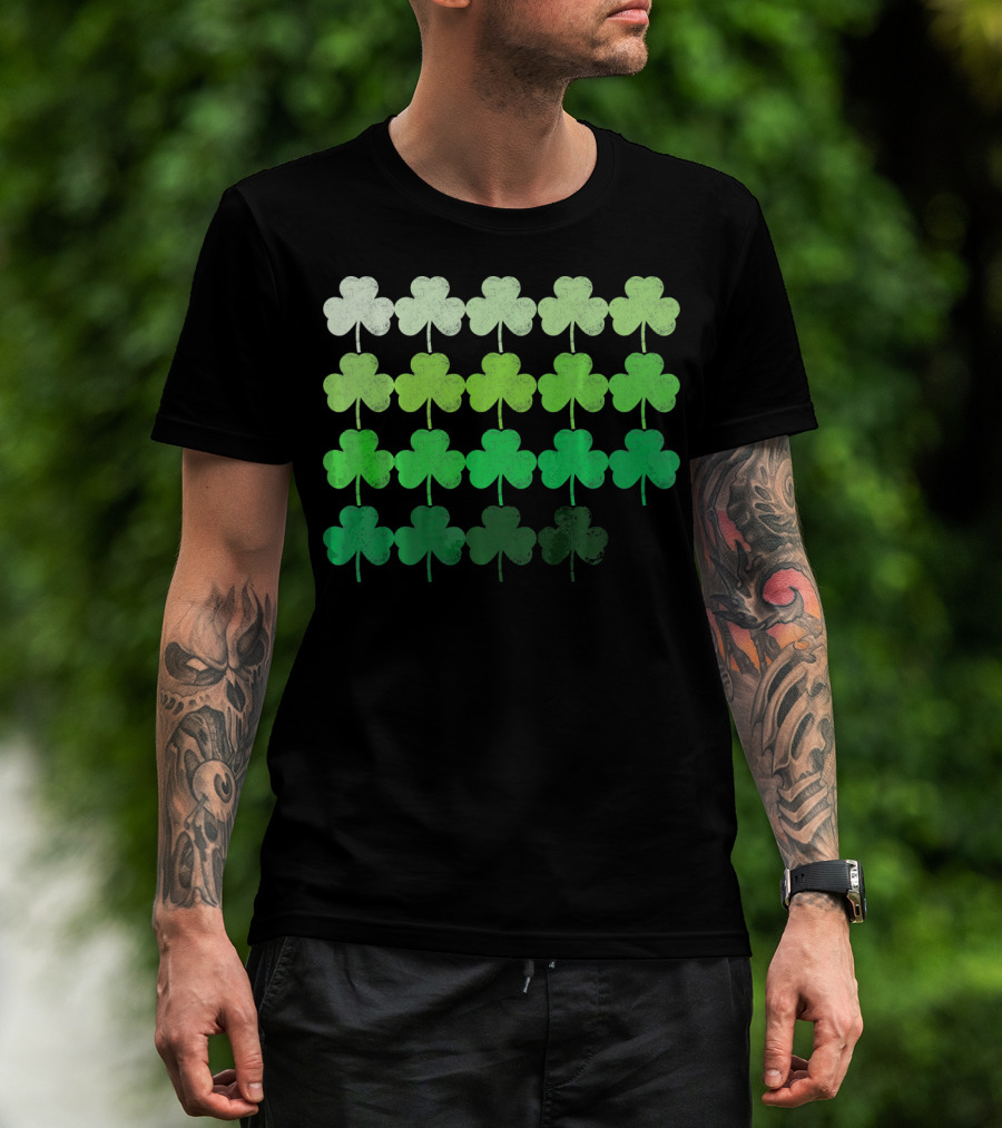 Shades Of Green Irish Shamrock Gradient T-Shirt