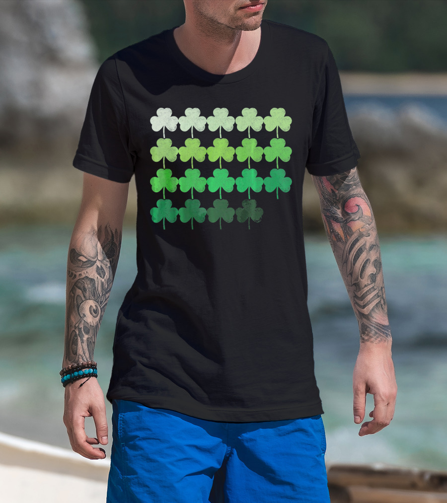 Shades Of Green Irish Shamrock Gradient T-Shirt