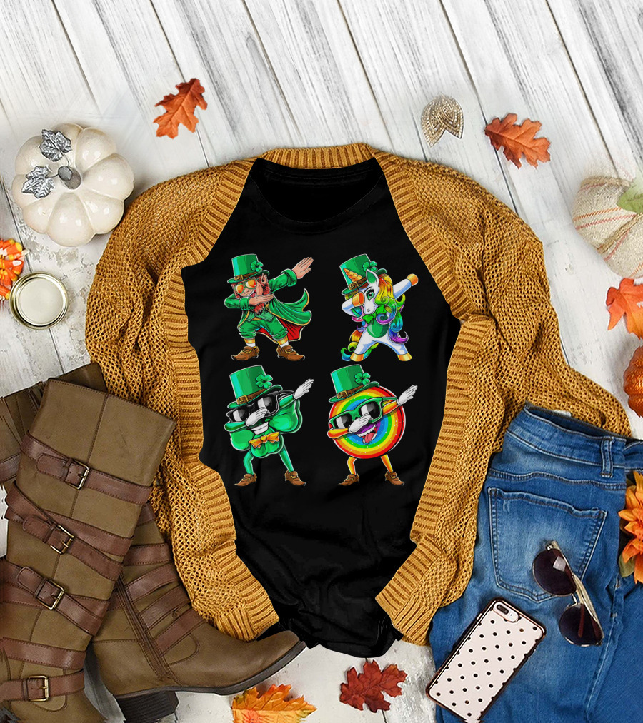 Dabbing Leprechaun Unicorn Rainbow Shamrock St. Patrick's Day Fun T-Shirt