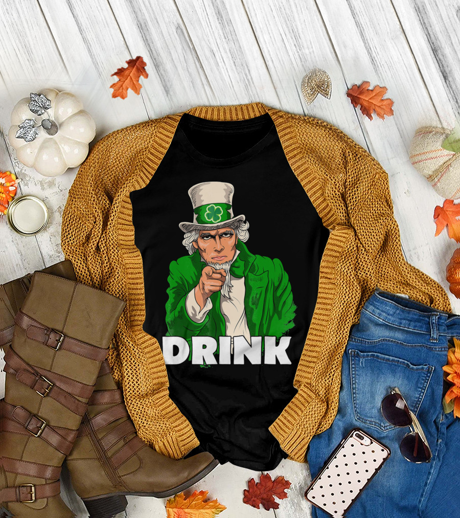 Irish Leprechaun Uncle Sam St Patricks Drink T-Shirt