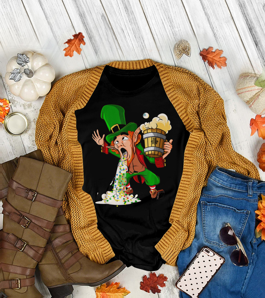 Funny Puking Leprechaun St Patrick's Day Beer T-Shirt