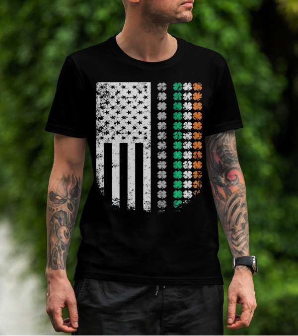 St Patricks Day Shamrock Flag Irish American T-Shirt