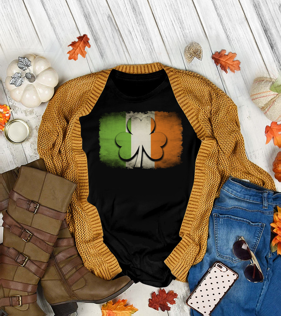 Irish Shamrock Flag Tricolor Emblem T-Shirt