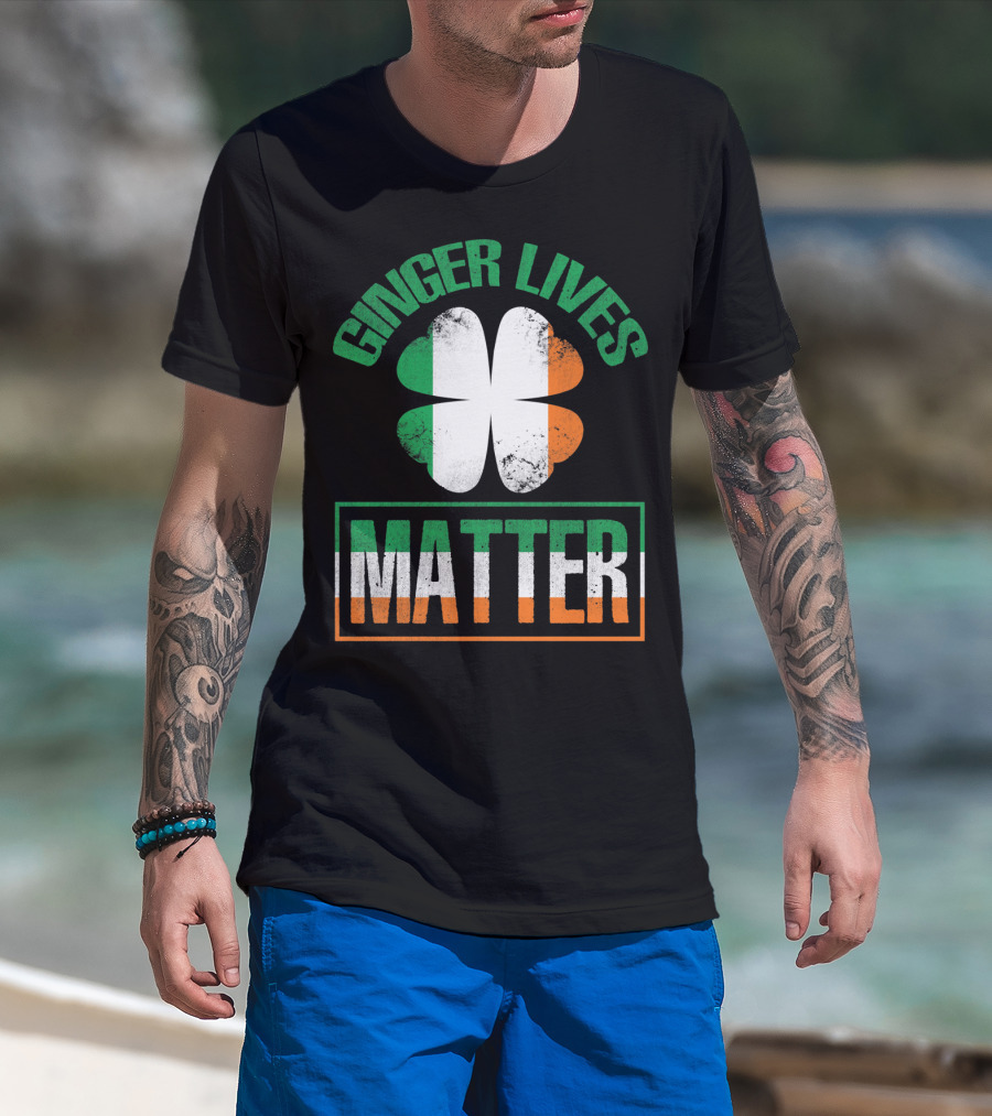Ginger Lives Matter Irish Flag Shamrock T-Shirt