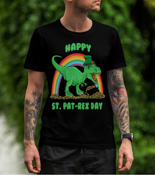 Happy St. Pat-Rex Day Rainbow Dinosaur T-Shirt