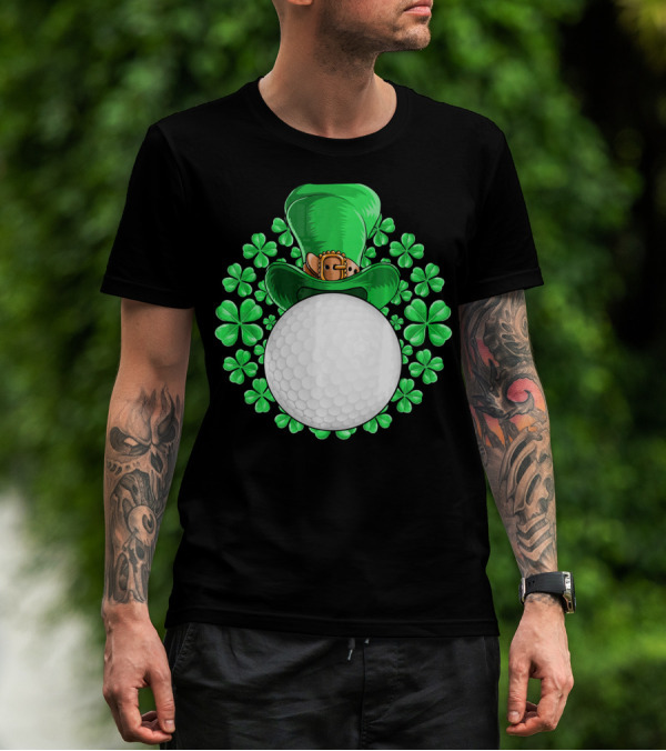 St Patricks Day Golfing Shamrock Hat Golf Ball T-Shirt