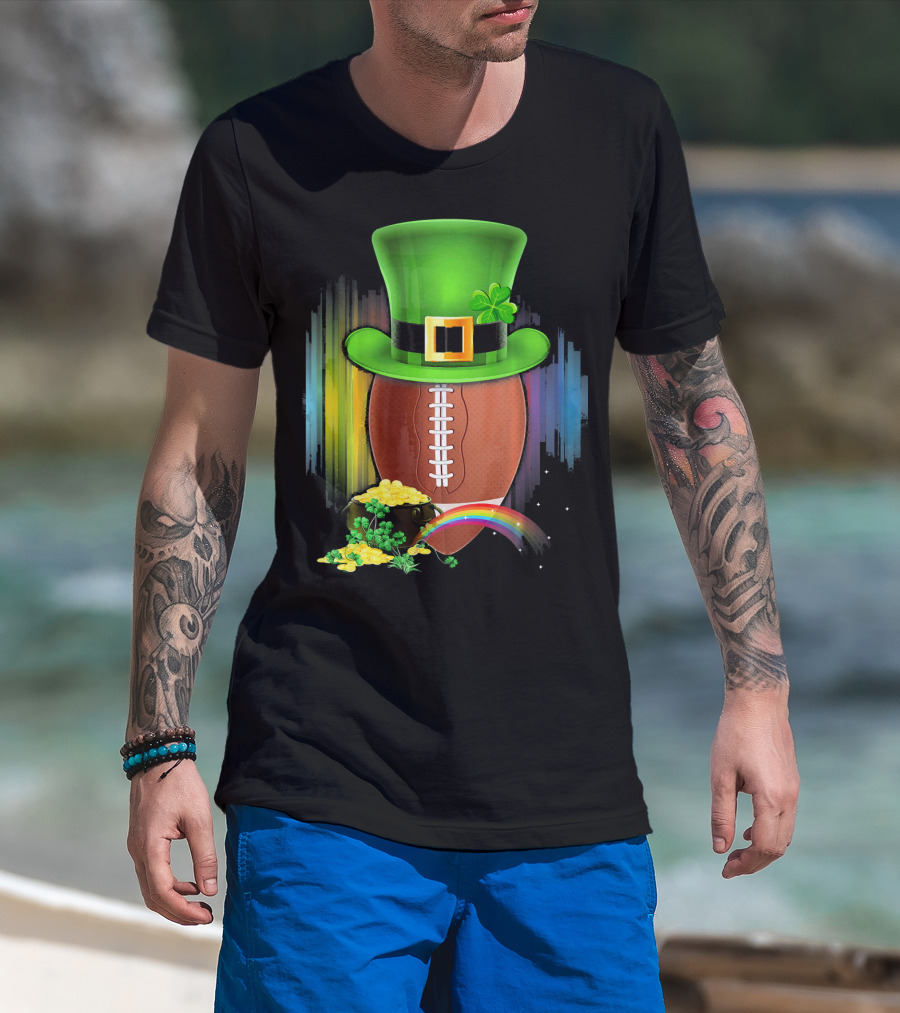 Saint Patricks Day Rugby Leprechaun Coin Rainbow T-Shirt