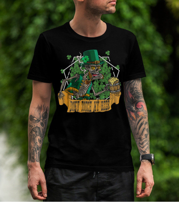 Don't Touch My Beer Drunk Leprechaun Skeleton St. Patrick's Day T-Shirt