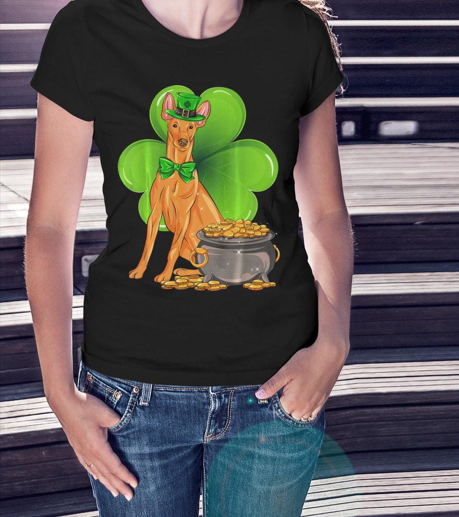 Pharaoh Hound St Patricks Day Leprechaun Clover Pot Of Gold T-Shirt