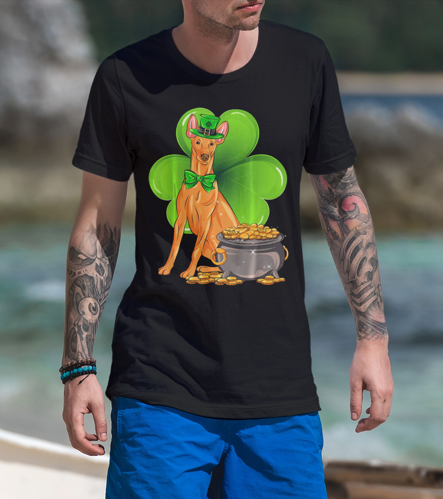 Pharaoh Hound St Patricks Day Leprechaun Clover Pot Of Gold T-Shirt