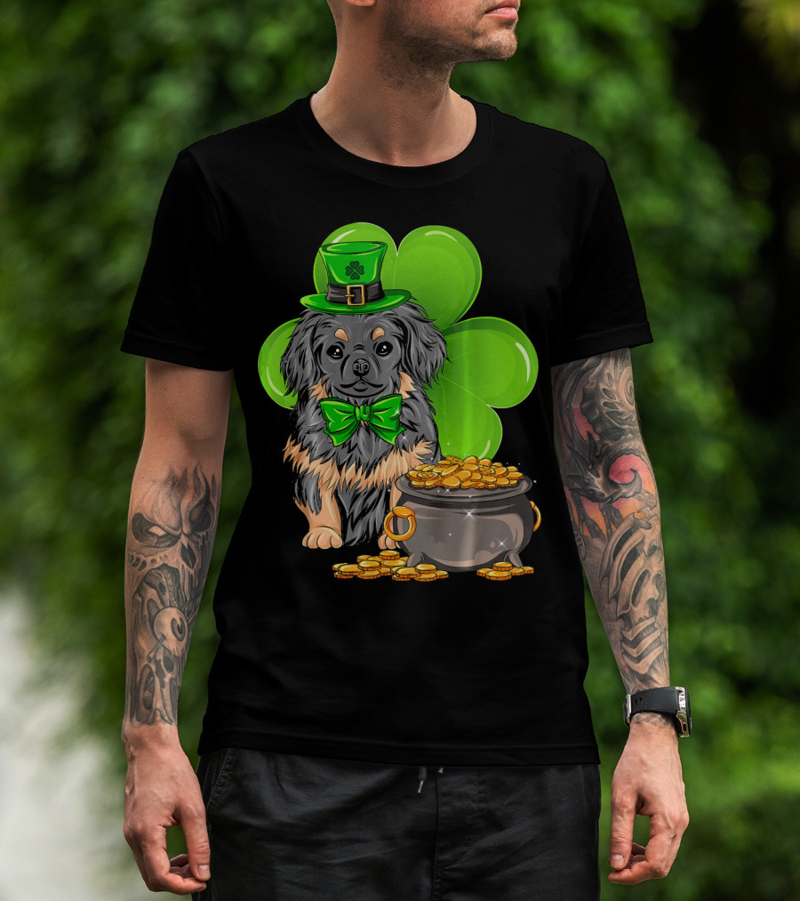 Pekingese St Patricks Day Leprechaun Dog Clover Hat Pot Of Gold T-Shirt