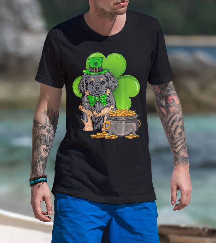 Pekingese St Patricks Day Leprechaun Dog Clover Hat Pot Of Gold T-Shirt