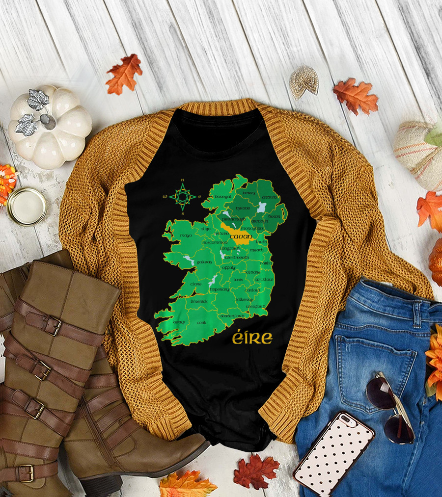 Cavan Éire Irish County Map Ireland T-Shirt