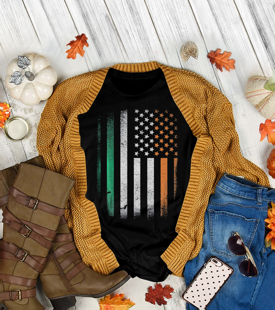 Irish Roots American Born Flag Fusion Ireland USA T-Shirt