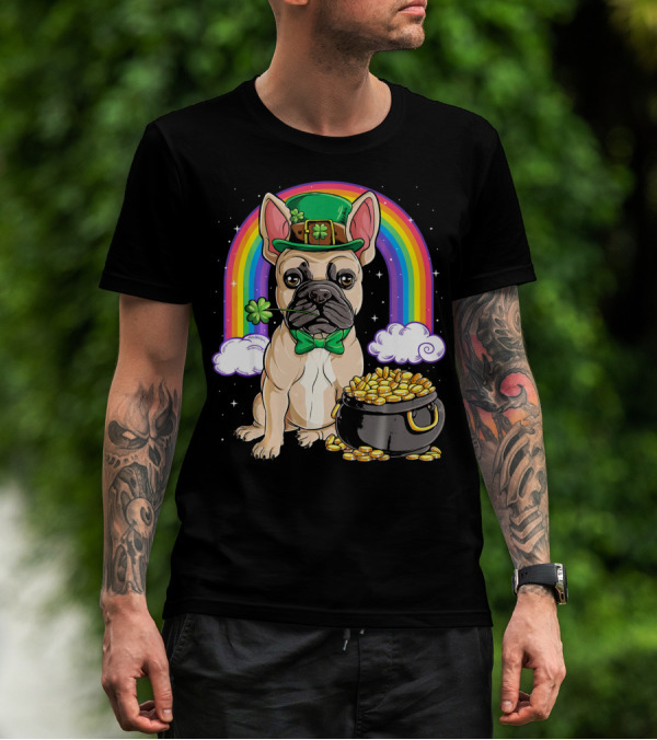 French Bulldog Leprechaun Rainbow Pot Of Gold T-Shirt