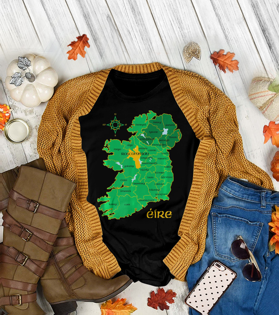 Roscommon Ireland Irish County Map Éire T-Shirt
