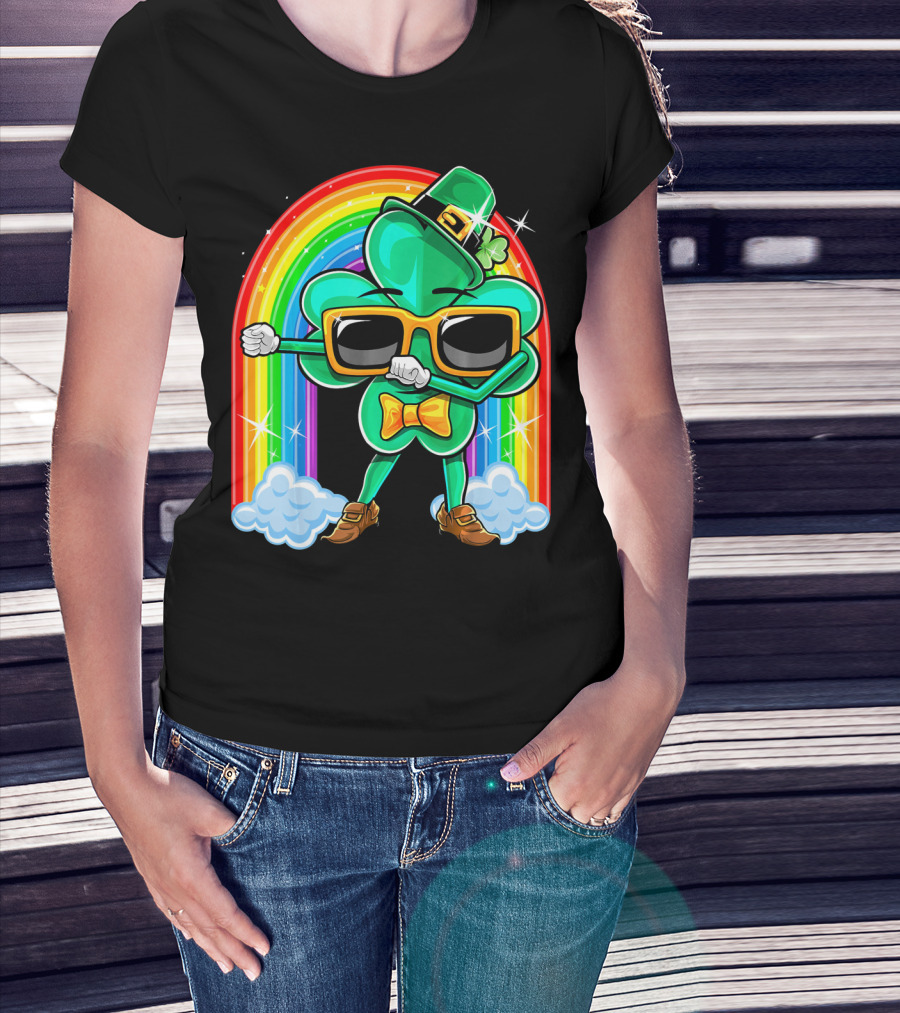 Flossing Shamrock St. Patricks Day Rainbow T-Shirt