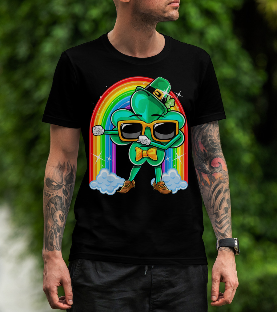 Flossing Shamrock St. Patricks Day Rainbow T-Shirt