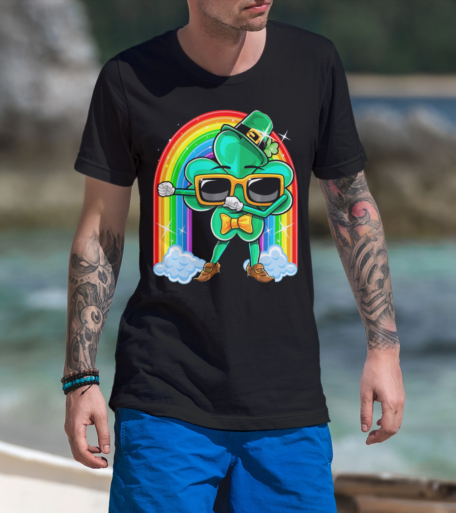 Flossing Shamrock St. Patricks Day Rainbow T-Shirt