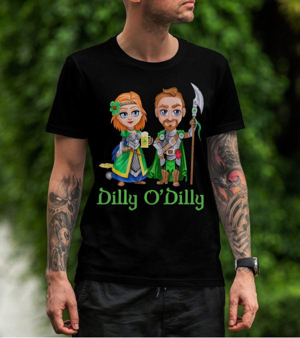 St. Patricks Day Dilly O'Dilly With Fantasy Characters And Shamrock Ale T-Shirt