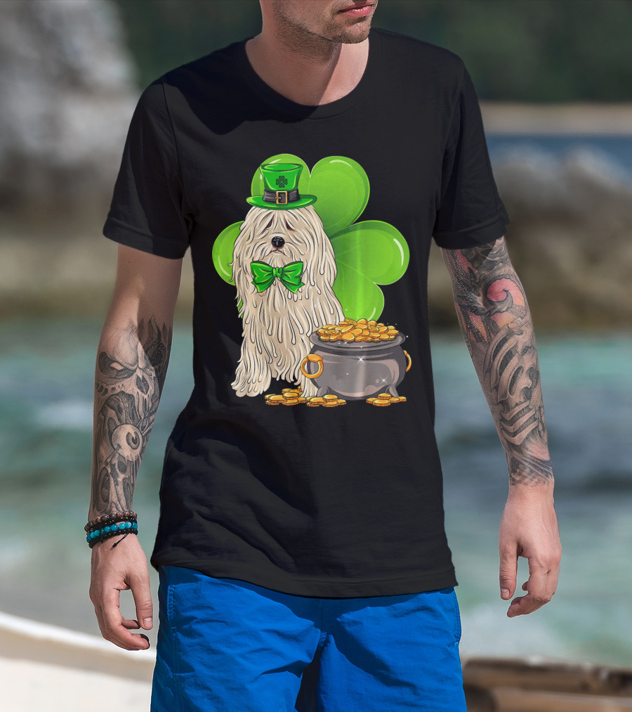 Puli Dog St Patricks Day Leprechaun With Pot Of Gold And Shamrock T-Shirt