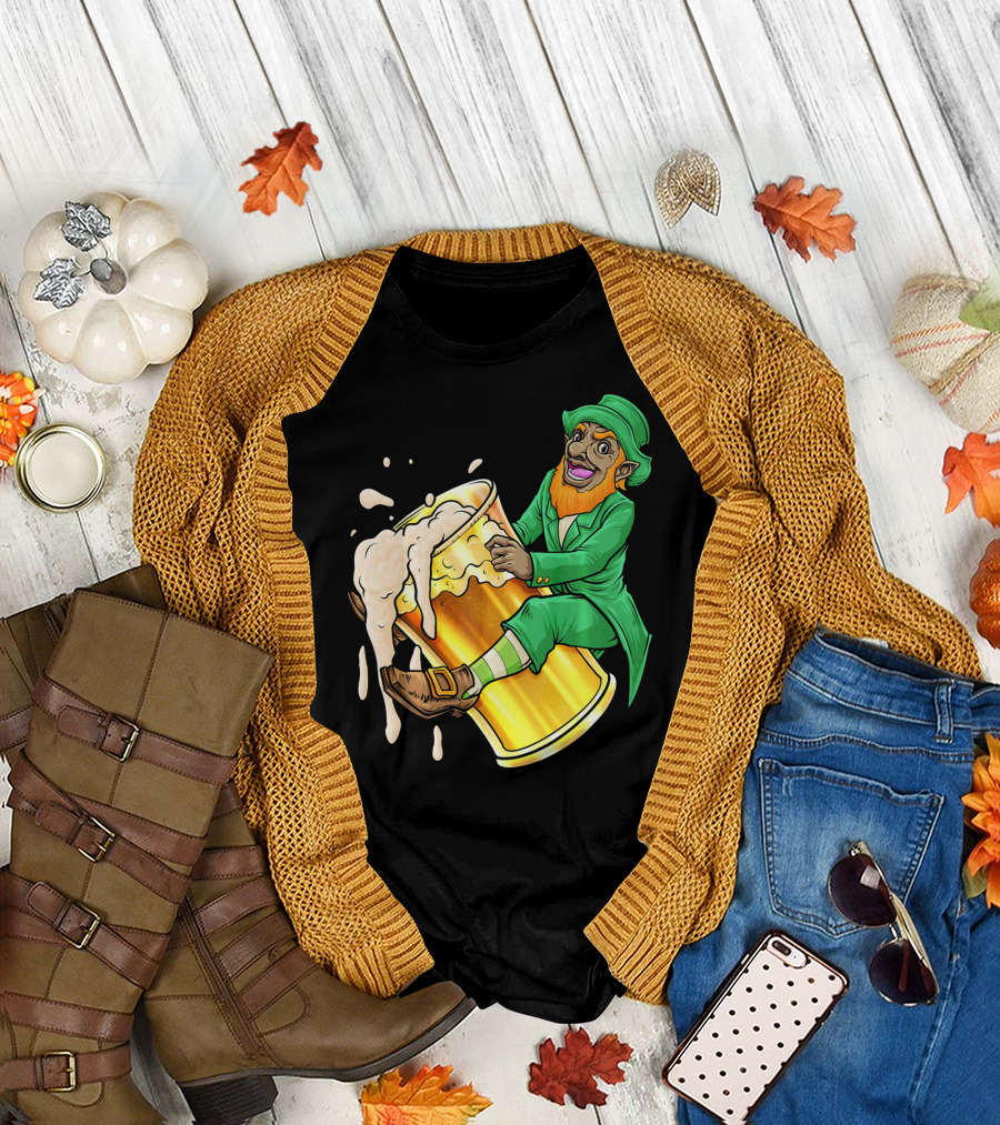 Black Leprechaun Beer African Amer T-Shirt