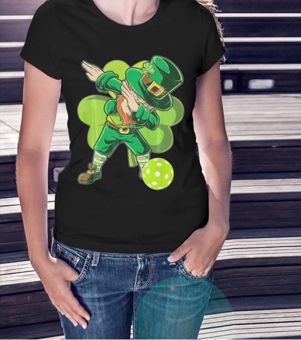 Funny Dabbing Leprechaun Pickleball Sport T-Shirt