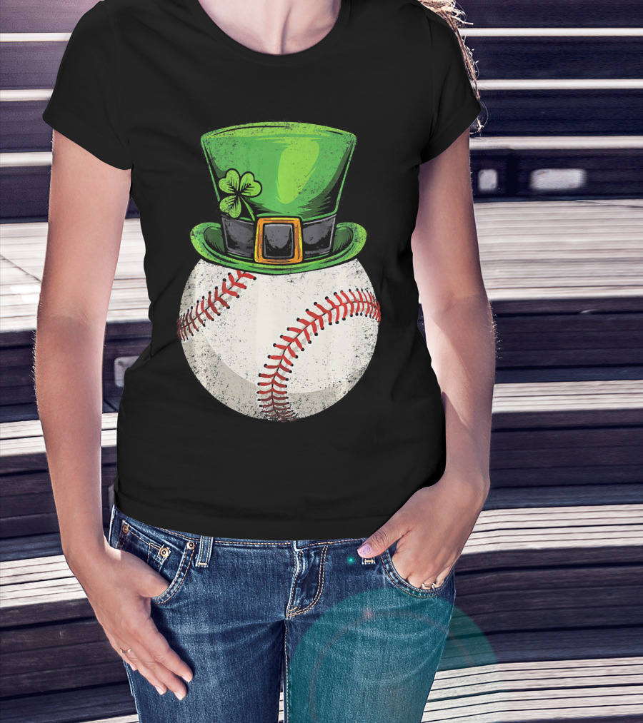 St Patricks Baseball Leprechaun Shamrock Hat T-Shirt