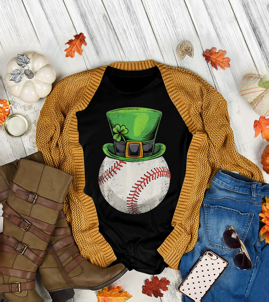 St Patricks Baseball Leprechaun Shamrock Hat T-Shirt