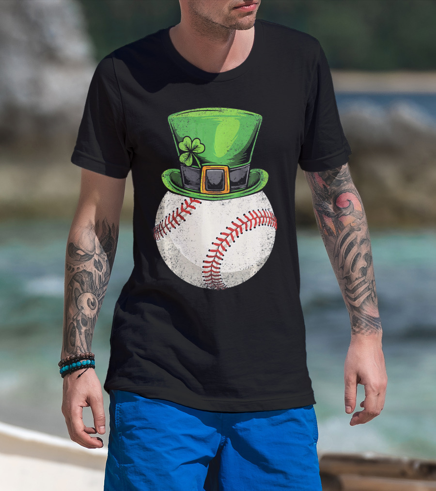 St Patricks Baseball Leprechaun Shamrock Hat T-Shirt