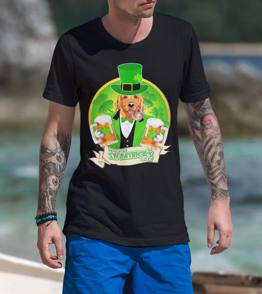 Happy St. Patrick's Day Golden Retriever Beer Fest T-Shirt