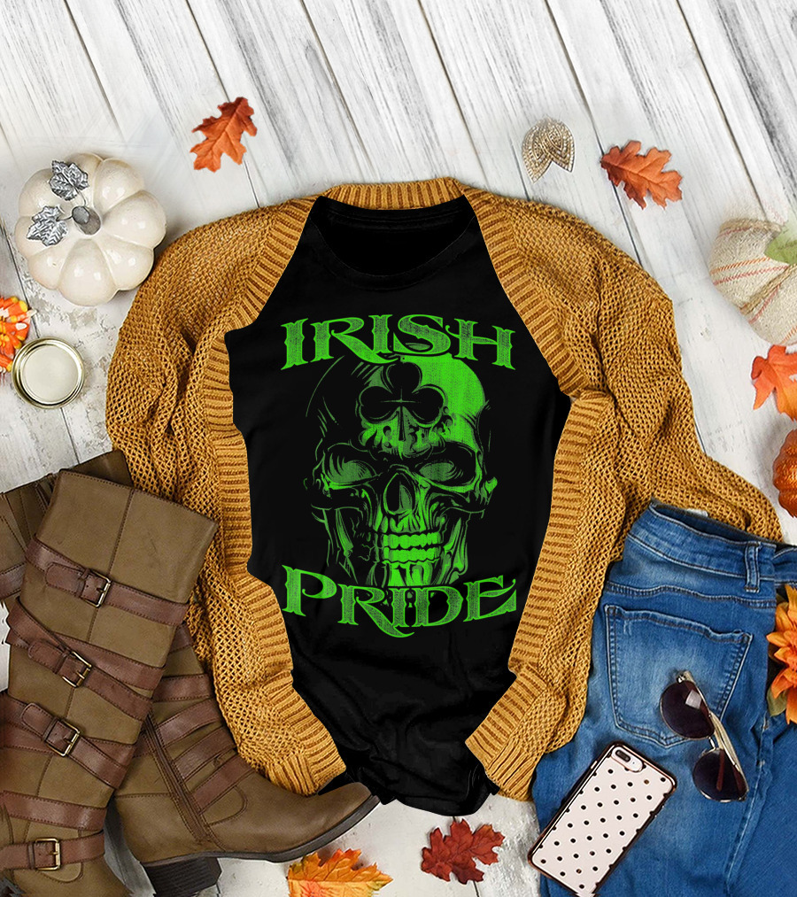 Irish Pride Shamrock Skull T-Shirt